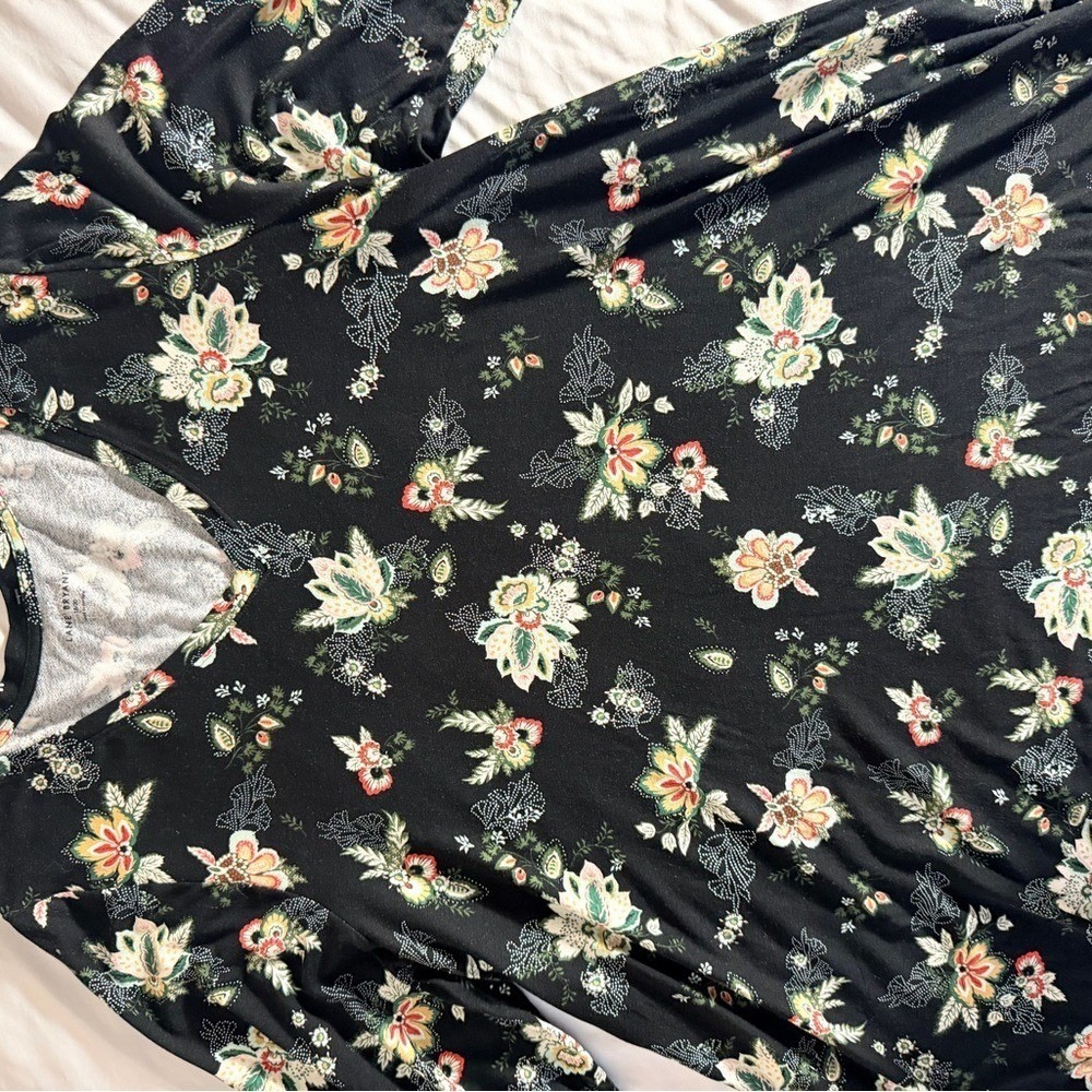 Lane Bryant Floral V-Neck Long Sleeve Tunic Top Black Plus Size 18/20 101623 - Picture 5 of 9